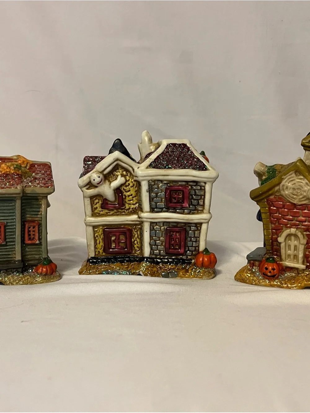 Vintage Halloween Ceramic Miniature Spooky Village Houses - Set of 3